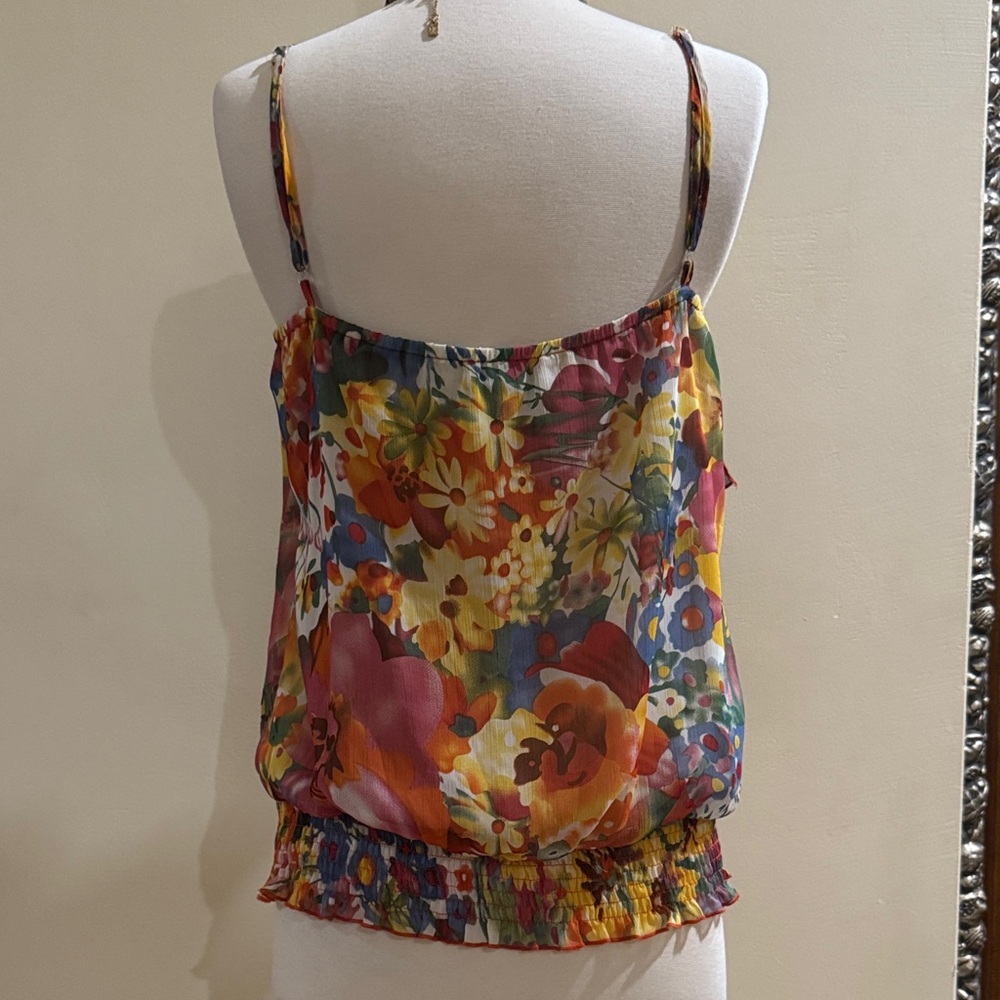 Floral Multicolor Spaghetti Strap Blouse - Picture 3 of 4
